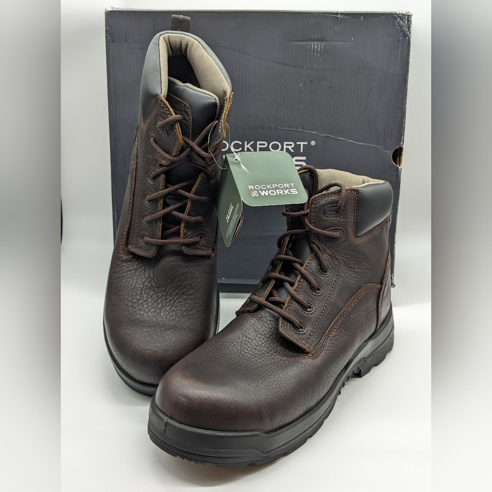 Rockport Boots RK6641 Men's 6-Inch Brown Composite Toe ESD DR XTR Size 15W Wide